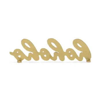 3" Gold Cast Iron Hohoho Christmas Hand Painted Tabletop Sign