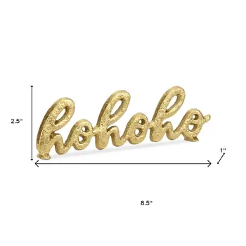 3" Gold Cast Iron Hohoho Christmas Hand Painted Tabletop Sign