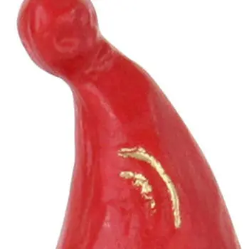 6" Gold Red And White Cast Iron Christmas Santa Hand Painted Standing Gnome