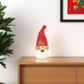 5" Gold Red And White Cast Iron Christmas Santa Hand Painted Standing Gnome