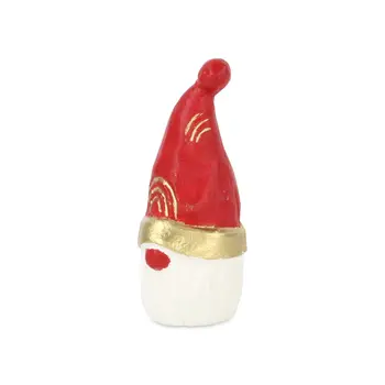 5" Gold Red And White Cast Iron Christmas Santa Hand Painted Standing Gnome