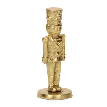 7" Gold Cast Iron Christmas Nutcracker Hand Painted Figurine
