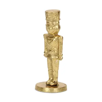 7" Gold Cast Iron Christmas Nutcracker Hand Painted Figurine