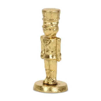 6" Gold Cast Iron Christmas Nutcracker Hand Painted Figurine
