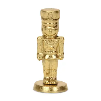 6" Gold Cast Iron Christmas Nutcracker Hand Painted Figurine