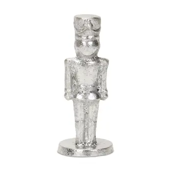 7" Silver Cast Iron Christmas Nutcracker Hand Painted Figurine