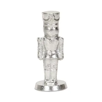 6" Silver Cast Iron Christmas Nutcracker Hand Painted Figurine