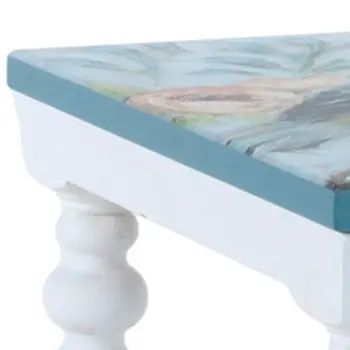Set of Two Blue And White Solid and Manufactured Wood Floral Square Riser Tray