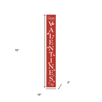 72" Red And White Solid Wood Happy Valentine's Day Valentine's Day Porch Sign