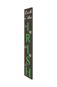 72" Brown And Green Solid Wood Shamrock Luck of the Irish Day Porch Sign