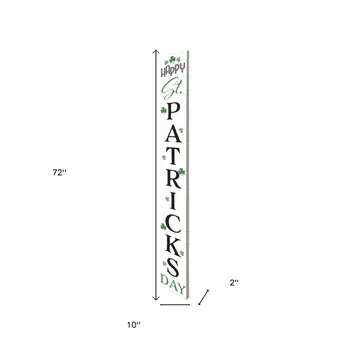 72" White Black And Green Solid Wood Happy St Patrick's Day Porch Sign