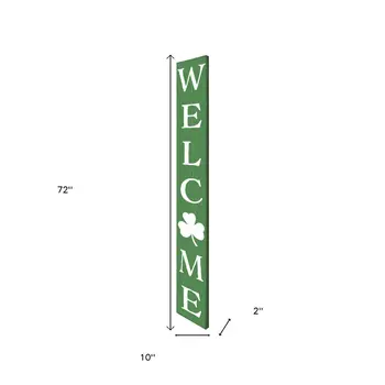 72" Green Solid Wood Welcome St Patrick's Day Porch Sign