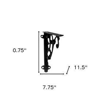 8" Set Of Two Black Metal Wall Mounted Shelf Brackets