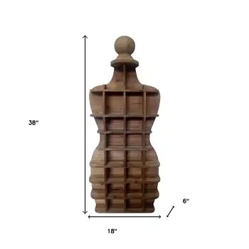 18" Brown Wood Novelty Shape Multi Compartment Wall Mount Accent Shelf