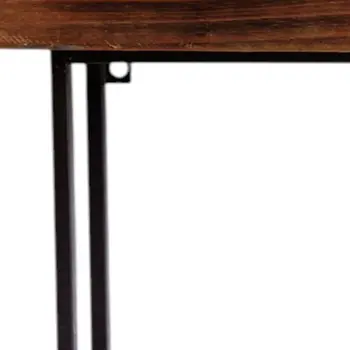 36" Set Of Two Black And Brown Wood And Metal Two Level Accent Shelf