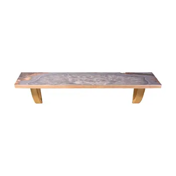 24" Gray And Natural Wood Wall Mounted Accent Shelf