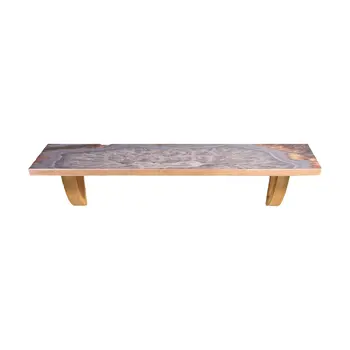 24" Gray And Natural Wood Wall Mounted Accent Shelf