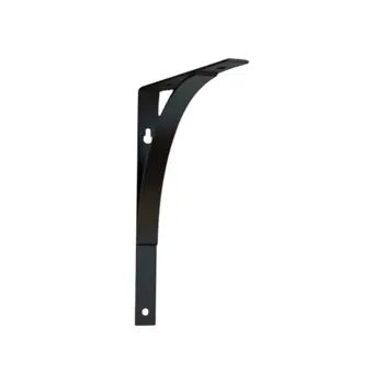 8" Set Of Two Black Curved Metal Wall Mounted Shelf Brackets