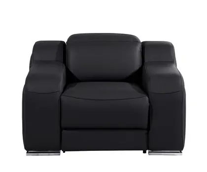 41" Black Italian Leather Wall Hugger Recliner With USB