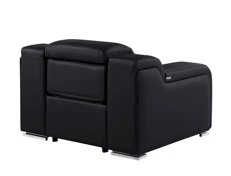 41" Black Italian Leather Wall Hugger Recliner With USB
