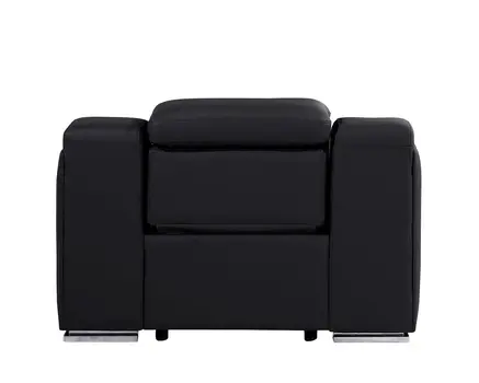 41" Black Italian Leather Wall Hugger Recliner With USB