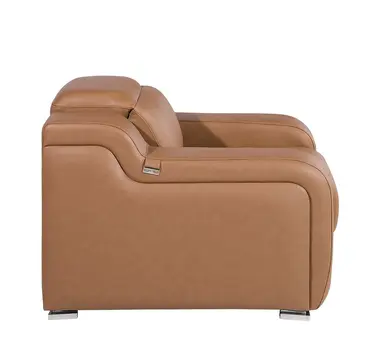 41" Chestnut Italian Leather Wall Hugger Recliner With USB