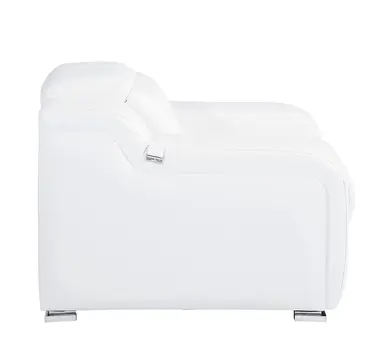 41" White Italian Leather Wall Hugger Recliner With USB