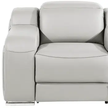 41" Light Gray Italian Leather Wall Hugger Recliner With USB