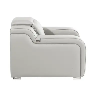 41" Light Gray Italian Leather Wall Hugger Recliner With USB