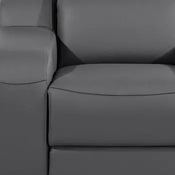 41" Dark Gray Italian Leather Wall Hugger Recliner With USB