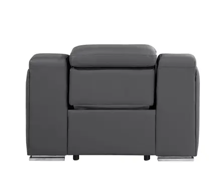 41" Dark Gray Italian Leather Wall Hugger Recliner With USB