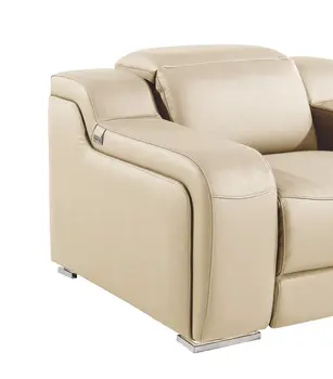 41" Beige Italian Leather Wall Hugger Recliner With USB