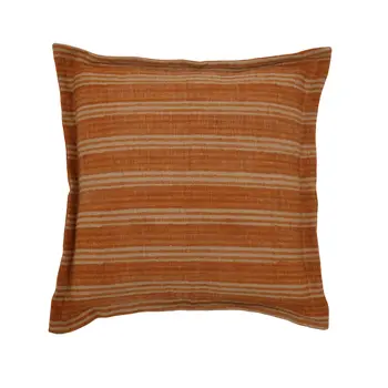 20" Cinnamon Striped Jute Throw Pillow