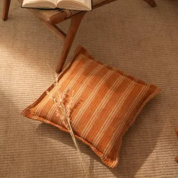 20" Cinnamon Striped Jute Throw Pillow