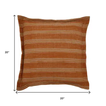 20" Cinnamon Striped Jute Throw Pillow