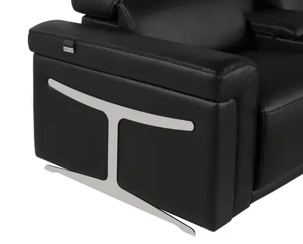 Black Italian Leather Power Reclining U Shaped Twelve Piece Sectional With Console