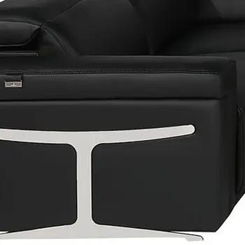 Black Italian Leather Power Reclining U Shaped Eight Piece Sectional With Console
