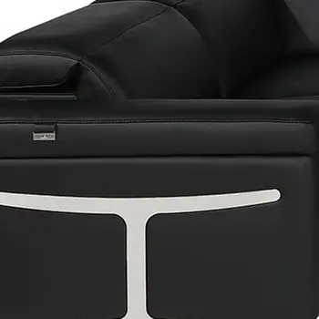Black Italian Leather Power Reclining U Shaped Eight Piece Sectional With Console