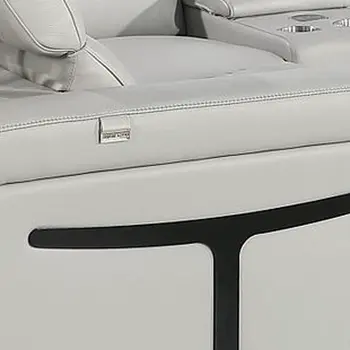 Light Gray Italian Leather Power Reclining U Shaped Eight Piece Corner Sectional With Console