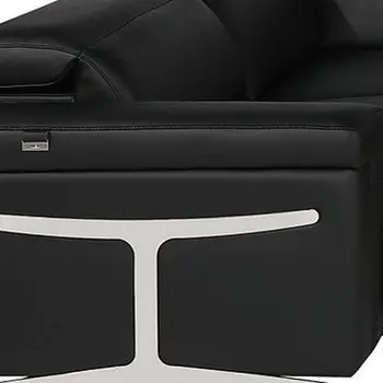 Black Italian Leather Power Reclining U Shaped Eight Piece Corner Sectional With Console