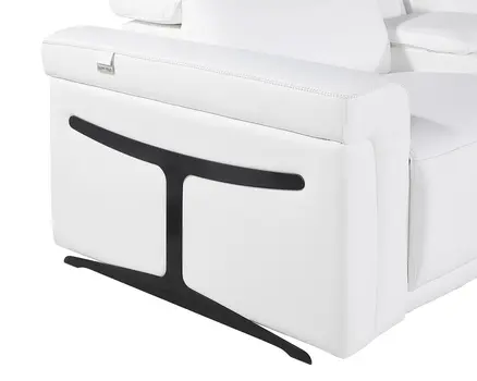 White Italian Leather Power Reclining U Shaped Eight Piece Corner Sectional With Console