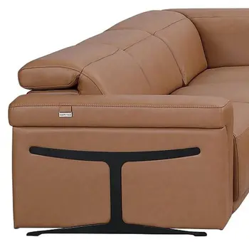 Chestnut Italian Leather Power Reclining U Shaped Eight Piece Corner Sectional With Console