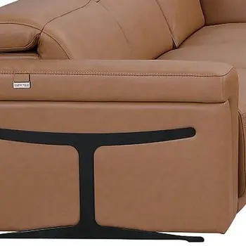 Chestnut Italian Leather Power Reclining U Shaped Eight Piece Corner Sectional With Console