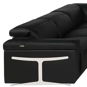 Black Italian Leather Power Reclining U Shaped Ten Piece Corner Sectional With Console