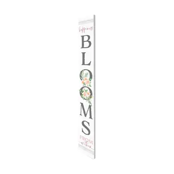 72" White Solid Wood Blooms Welcome Porch Sign