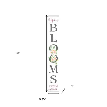 72" White Solid Wood Blooms Welcome Porch Sign