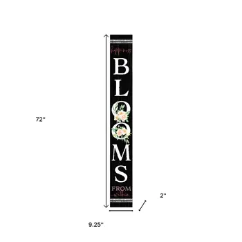 72" Black And White Solid Wood Blooms Welcome Porch Sign