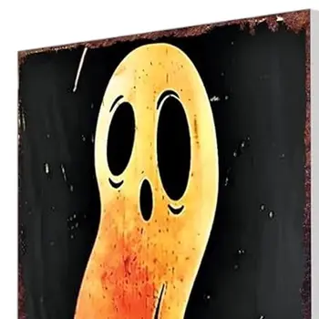 10" Black And Orange Halloween Pumpkin Solid Wood Garden Stake