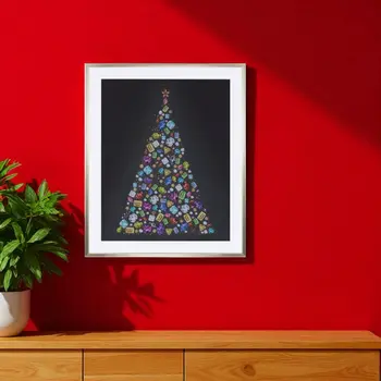 None Blue White And Red Framed Wall Art