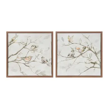 Set Of Two None Beige And Gray Framed Wall Art
